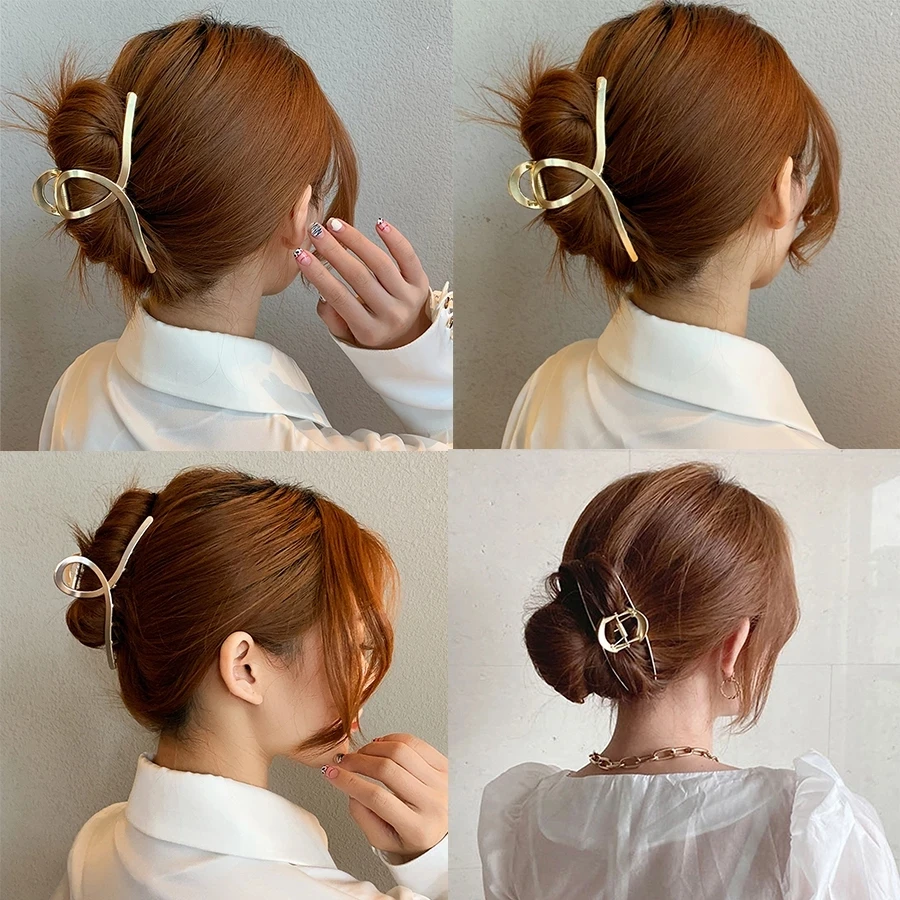 AWAYTR Women Barrettes Metal Hair Claws Thick Hair Accessories Hair Clips Hairpins Ladies Hairgrip Headwear Girls Ornaments Crab image 3