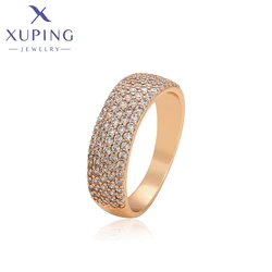 Xuping Jewelry Fashion кольцо Simple Inlayed Stone Charm Copper Alloy Round Gold Color Ring for Women Gifts X001011959