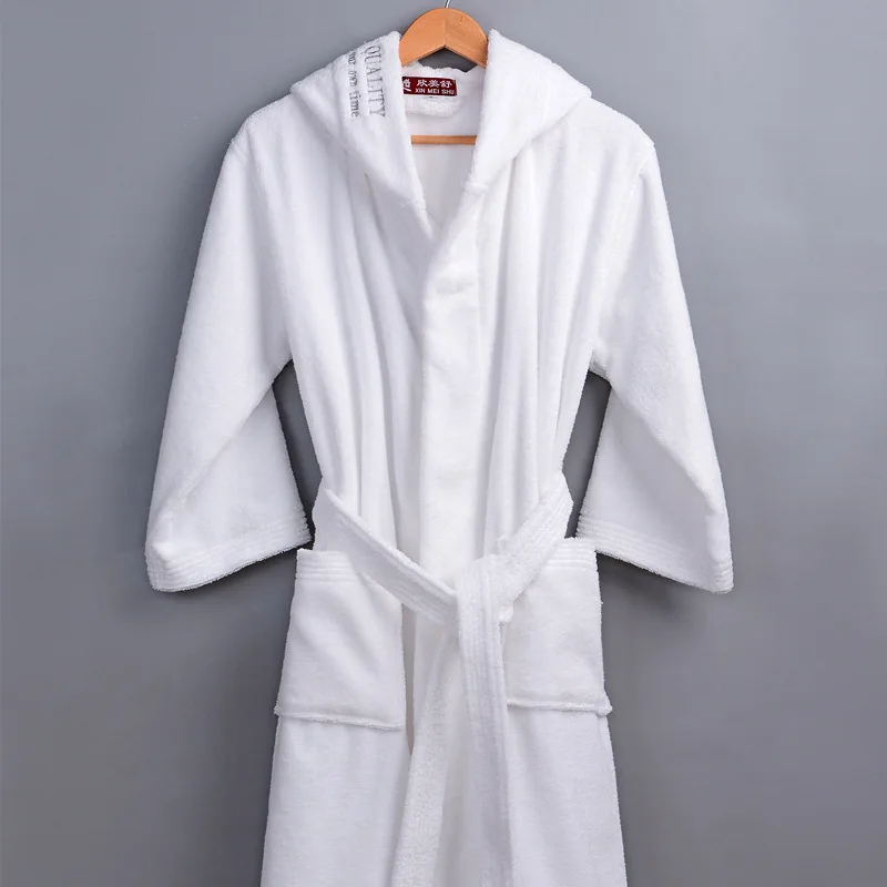 100% Cotton Long Thick Absorbent Terry Bath Robe Kimono Men LightWeight Waffle Towel Bathrobe Sleepwear Women Dressing Gown