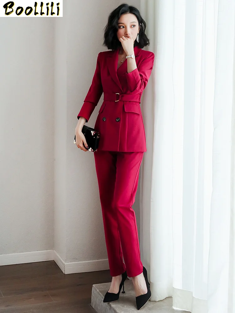 

Two Piece Boollili Set Women Clothes 2023 Spring Autumn Suit + Pants Office Lady Korean Elegant Career Women Two Piece Outfits