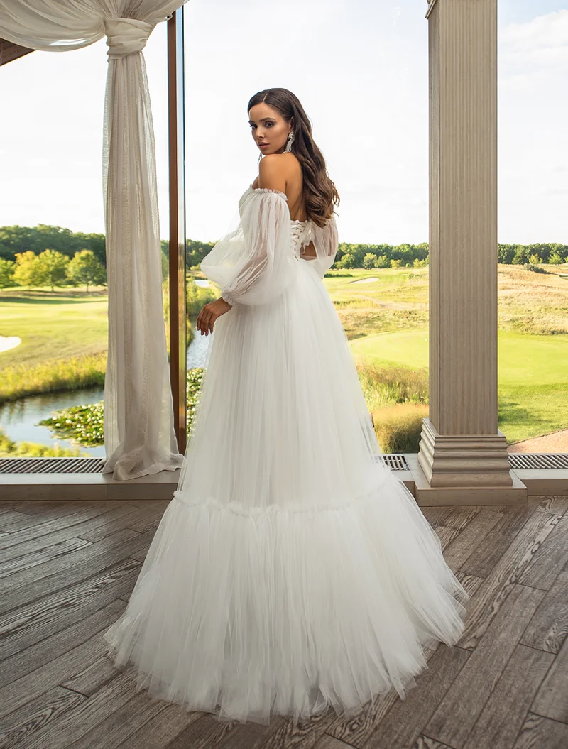 LORIE – robe de mariée style Boho, ligne a, manches bouffantes, avec des Appliques en dentelle, tenue de mariage, dos lacé