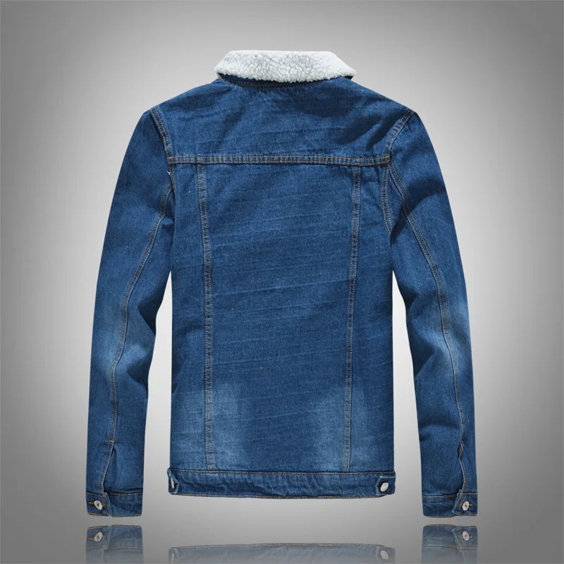 Plus Size Men Denim Jacket Warm Winter Casual Male Korean Style cowboy Jacket Fashion Fleece Vintage Cloths Men Black Jean Coat