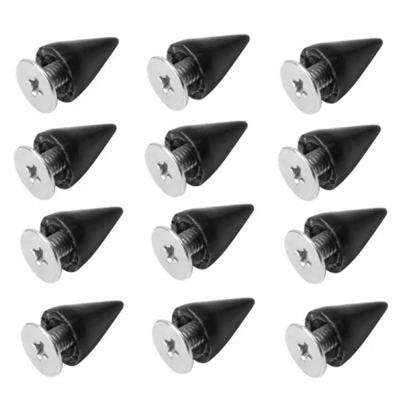 100 pz punte in lega nera cono borchie rivetto proiettili punte cono viti prigioniere per vestiti artigianato in pelle Punk Rock 7x10mm