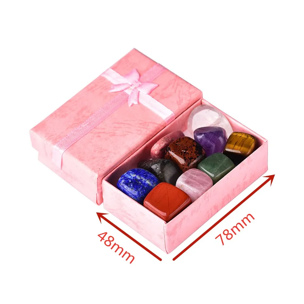 10PCS/Set Natural Stone Crystal Gemstone Chakras Healing Stone Quartz Mineral Ornaments Home Decoration Gifts Box for Children
