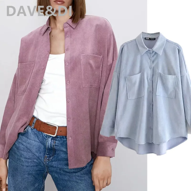 Maxdutti spring high streetvintage corduroy oversize blouse women pockets blusas mujer de moda 20201shirt womens tops and blouse