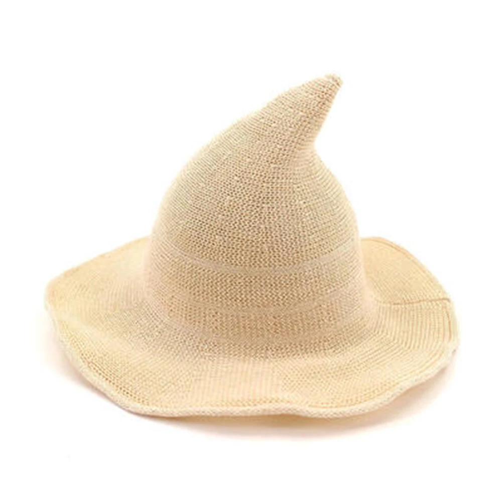 Vintage Halloween Witch Hat Woolen Long Point Hat for Women Halloween Party Hat Magical Hat Festival Party Cosplay Decoration