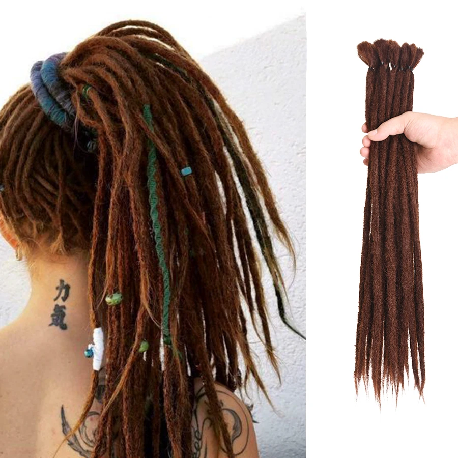 Leeons 20inch Handmade Dreadlocks Crochet Hair Dreadlock Hair Extension Ombre Braiding Hair Synthetic Dreads Loc Hairpiece