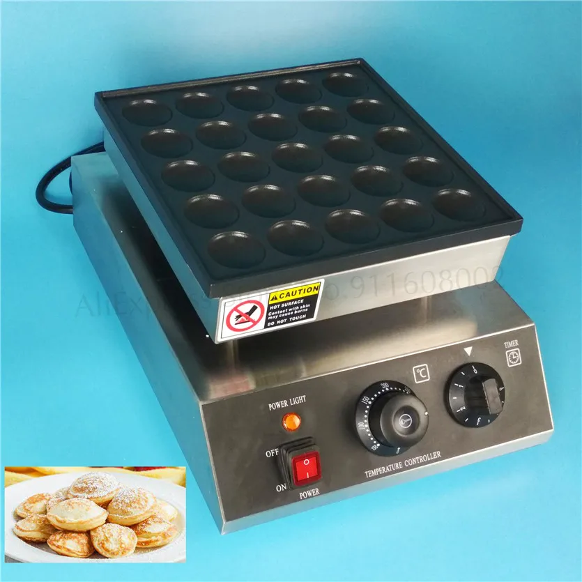 Poffertjes Grill Machine Stainless Steel Mini Pancakes Waffle Machine Non-Stick 25 Holes Dutch Poffertjes Maker