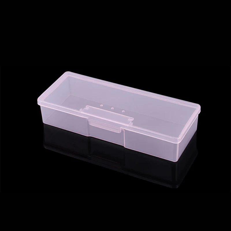 1PC Nail Art Rechthoek Plastic Transparante Opbergdoos Nagel Strass Borstel Pen Buffer Slijpvijlen Container Case