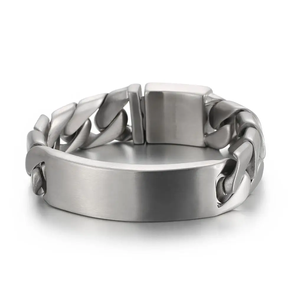 Kalen Edelstahl-ID-Gliederarmband für Herren, Lassa Vintage, dicke kubanische Kette, Accessoires, klobiger trendiger Schmuck, Urlaubsgeschenk