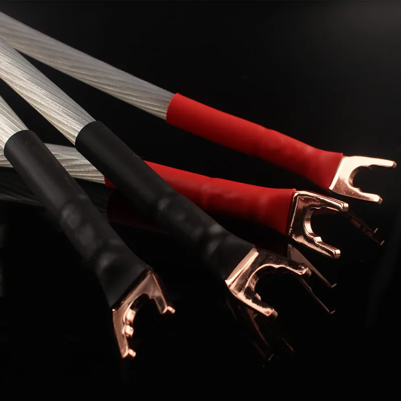 4Pcs 5NOCC Silver Plated Speaker Jumper Wire y spade to spade plug Bridge Jumper Audio cable