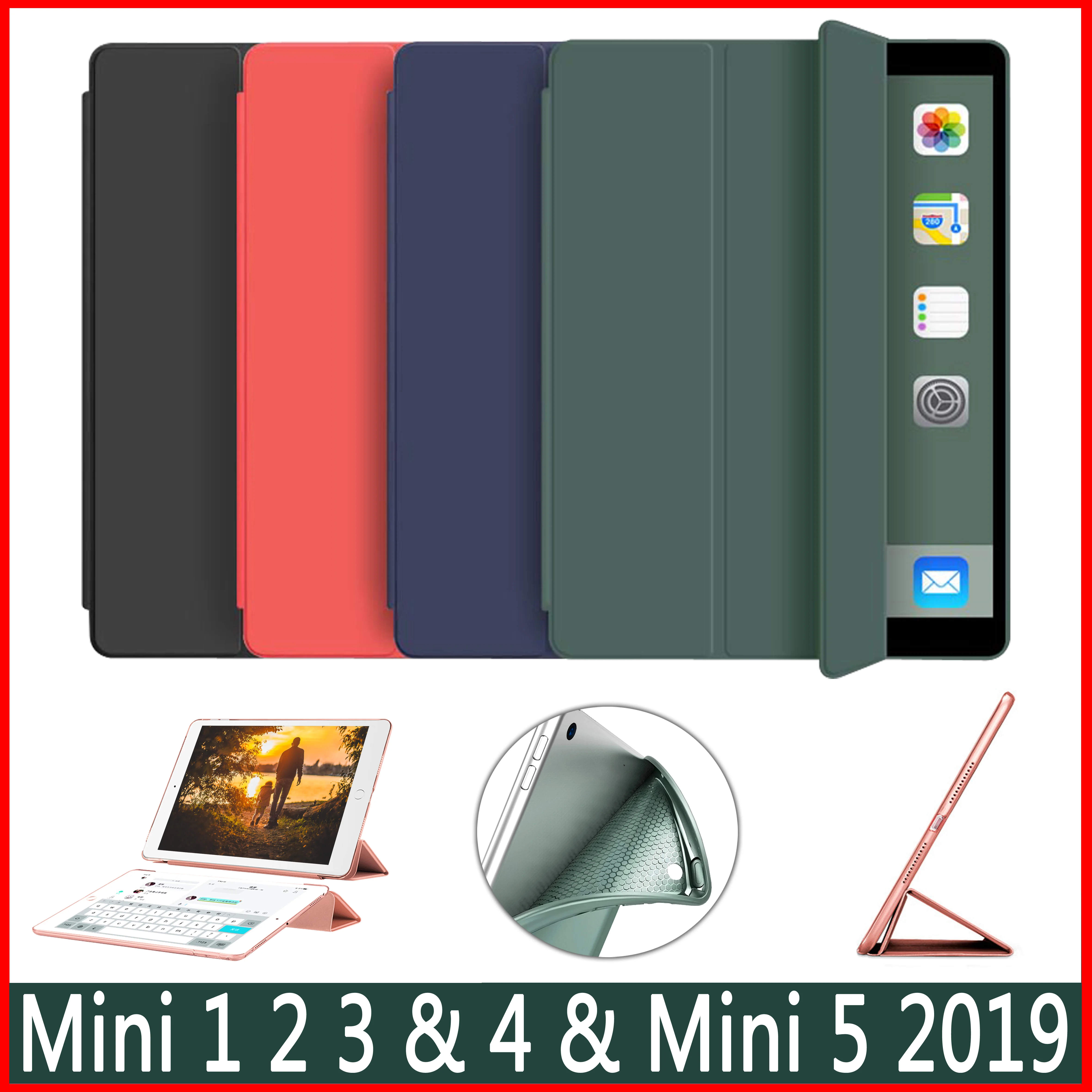 

TPU Case For iPad Mini 5 For iPad mini 1 2 3 4 7.9 inch soft PU leather Cover for iPad Mini 2019 Case Smart Sleep wake up Cover