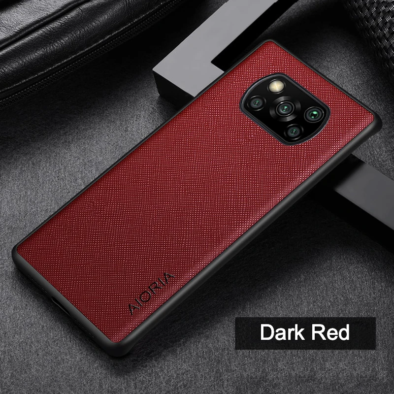 Pokrowiec na Xiaomi POCO X3 Pro funda Cross deseń skórzany pokrowiec Luxury coque for poco x3 nfc Case