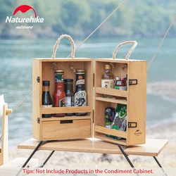 Naturehike Camping Wood Storage Box Portable Outdoor BBQ Multi-Layer Seasoning Cabinet 1.8kg Picnic Cookware Wine Placed Box