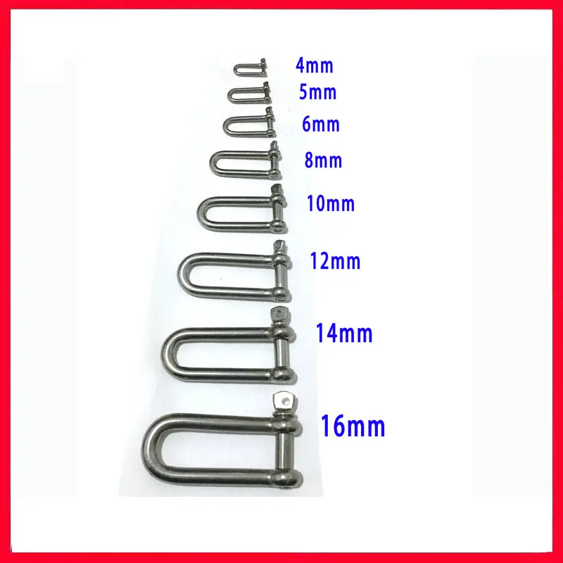 HQ AC2 AISI316 Marine Grade Long Straight D Shackle Stainless Steel  Anchor Shackle Chain Wire Rope Connector