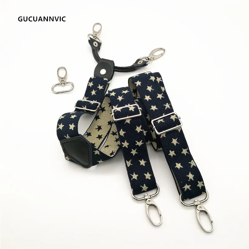 2.5cm Wide Fashionable Women's Suspenders Casual Star Pattern Suspenders Women's Pants Y Back 4 Hook Adjustable Elastic Suspende