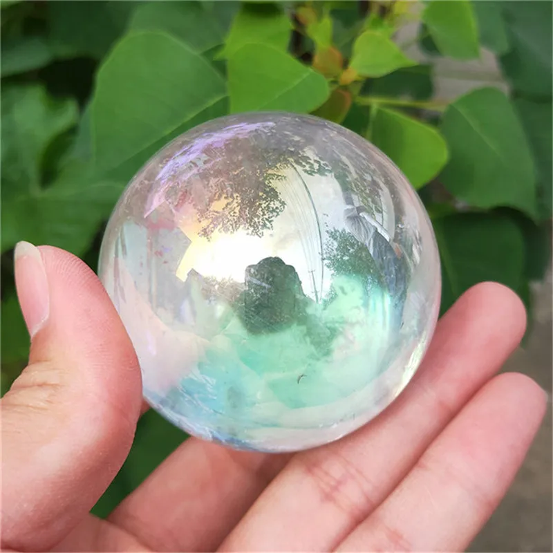 

Natural crystal ball electroplating halo transparent quartz ball colorful crystal ball for home decoration