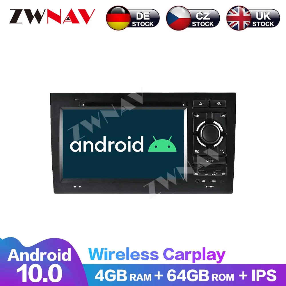 Touch Screen Android 10 4+64G 8 Core Carplay DSP For Audi A4 2002-2008 Car Multimedia Player GPS Navigation DVD Player