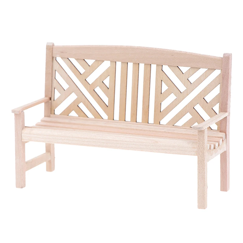 Mini banc décoratif de jardin, meubles de maison, chaise, tabouret, ornements, accessoires en bois, jouets de bricolage, 1 pièce