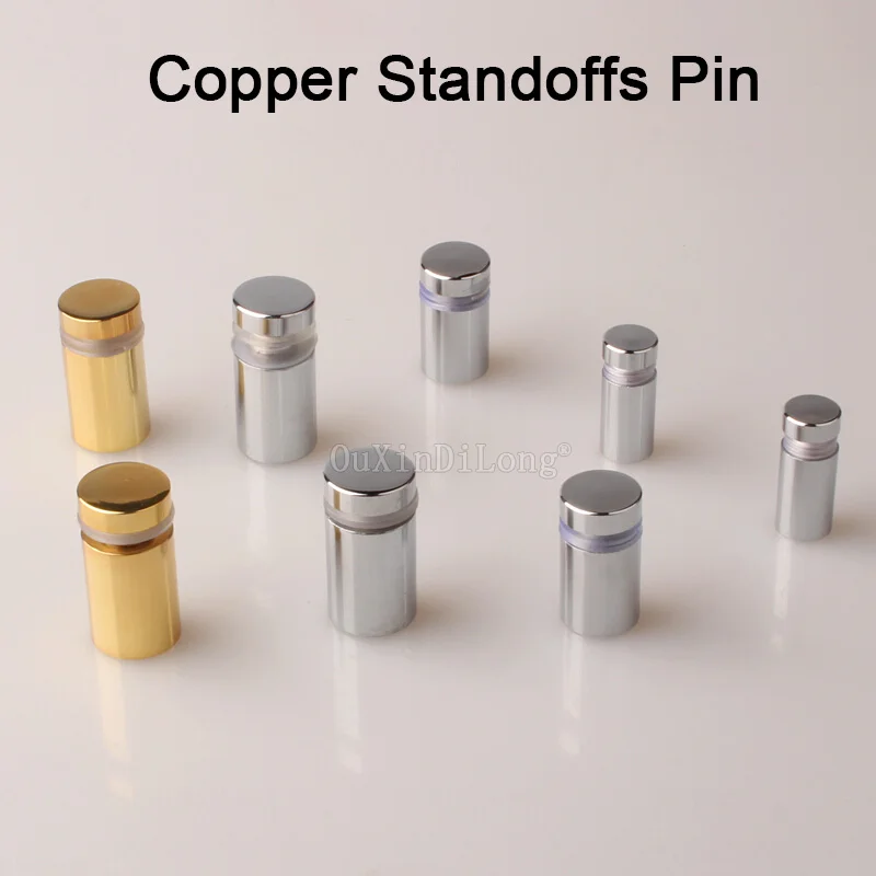 

8PCS 5Sizes Solid Copper Acrylic Advertisement Fasteners Gold/Chrome Standoffs Pin Billboard Screws GF43