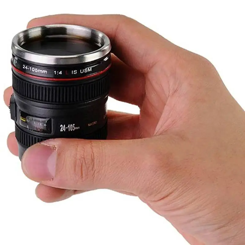 50Ml Stainless Steel Mini Camera Lens Mug Protable Travel Shot Glass with Keychain Outdoor Camping Whisky Spirits Wine Cup Gifts