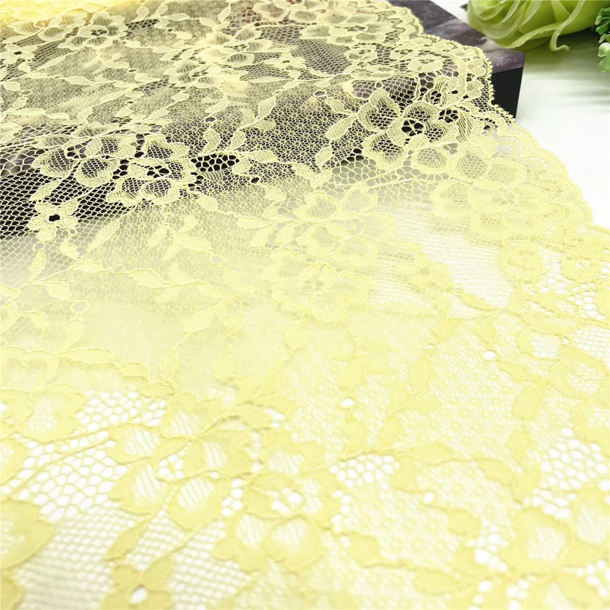 3M/lot Width 8 5/8 in 22cm Yellow Elastic Stretch Lace For Clothing Accessories Lingerie Sewing Applique Costume Lace Fabric DIY