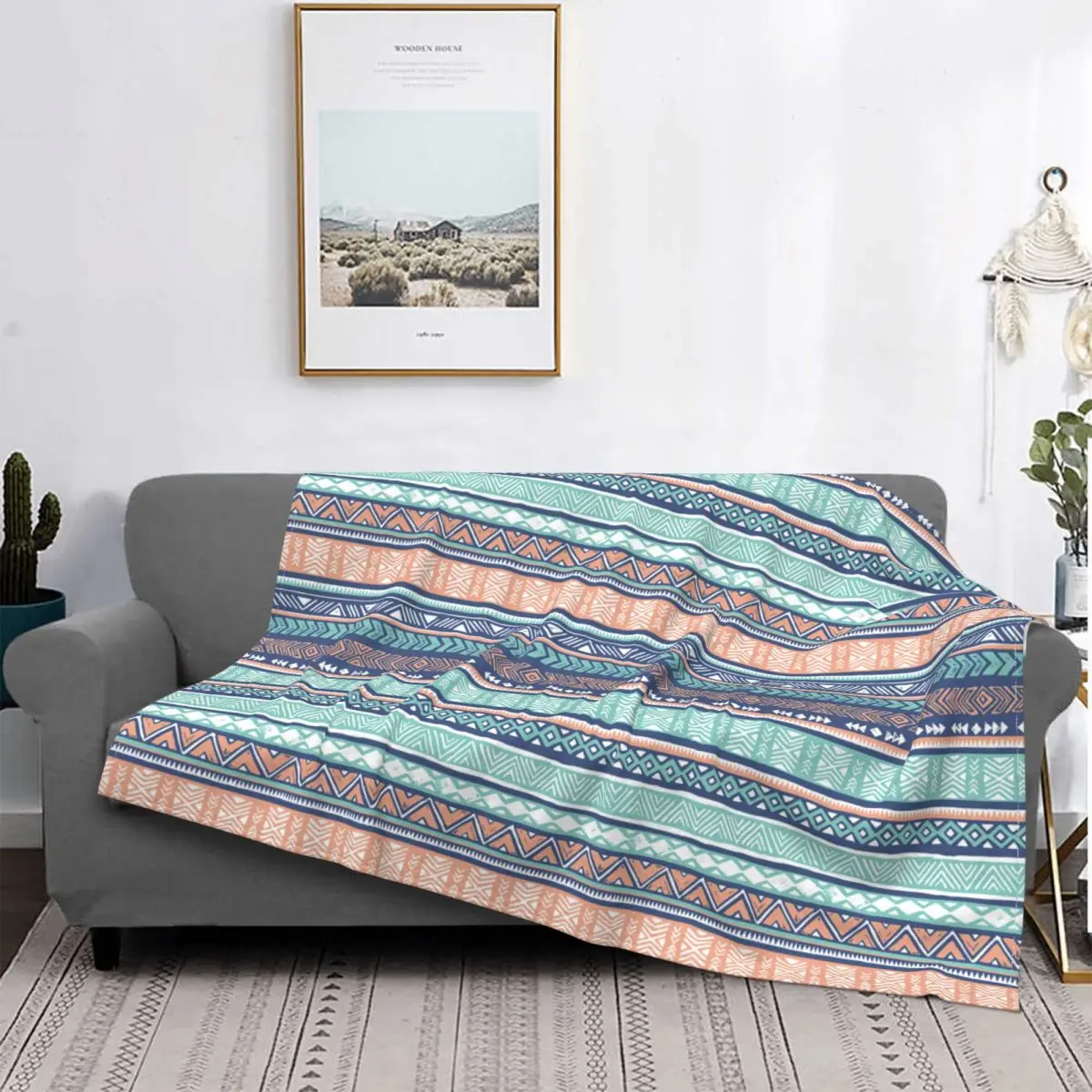 

Pastel Colors Tribal Seamless Pattern Blankets Fleece Decoration Ultra-Soft Throw Blankets for Bedding Bedroom Plush Thin Quilt