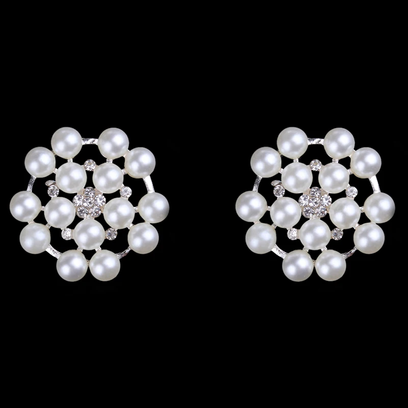 2016New 100Pcs Flower Rhinestones Pearl Button for Wedding and Children Headband Kids Hair Accessories HZ76