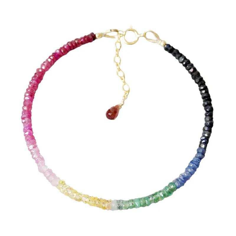 one set Ruby/Sapphire/Emerlad roundel faceted 3-4mm necklace +bracelet 40cm 16cm wholesale beads FPPJ