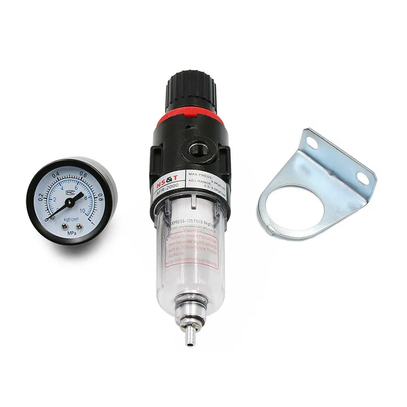 

1pc AFR-2000 Pneumatic Filter Air Treatment Unit Pressure Regulator Compressor Reducing Valve Oil Water Separation AFR2000 Gauge