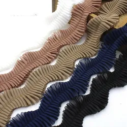 3.5cm Chiffon Pleated S Shaped White Lace Trimming DIY Apparel Sewing & Fabric Lace Tape Black Navy Blue Brown Lace Ribbons Lace