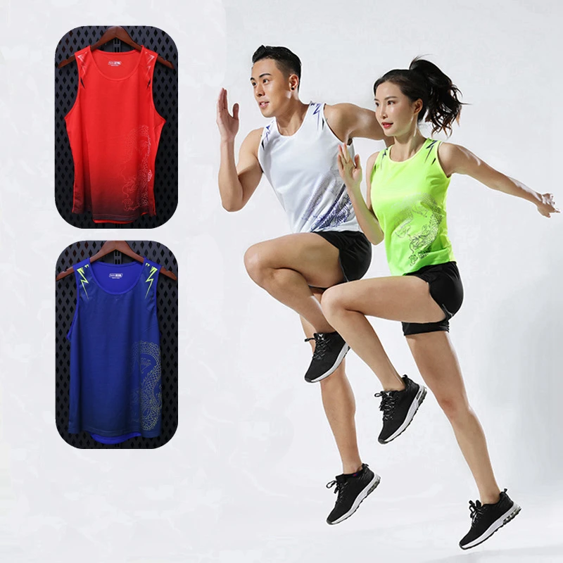 High quality spandex Men/Women Running Vest Gym Sleeveless Track and field Shirt marathon Slim Tank Sport Vest Top Training