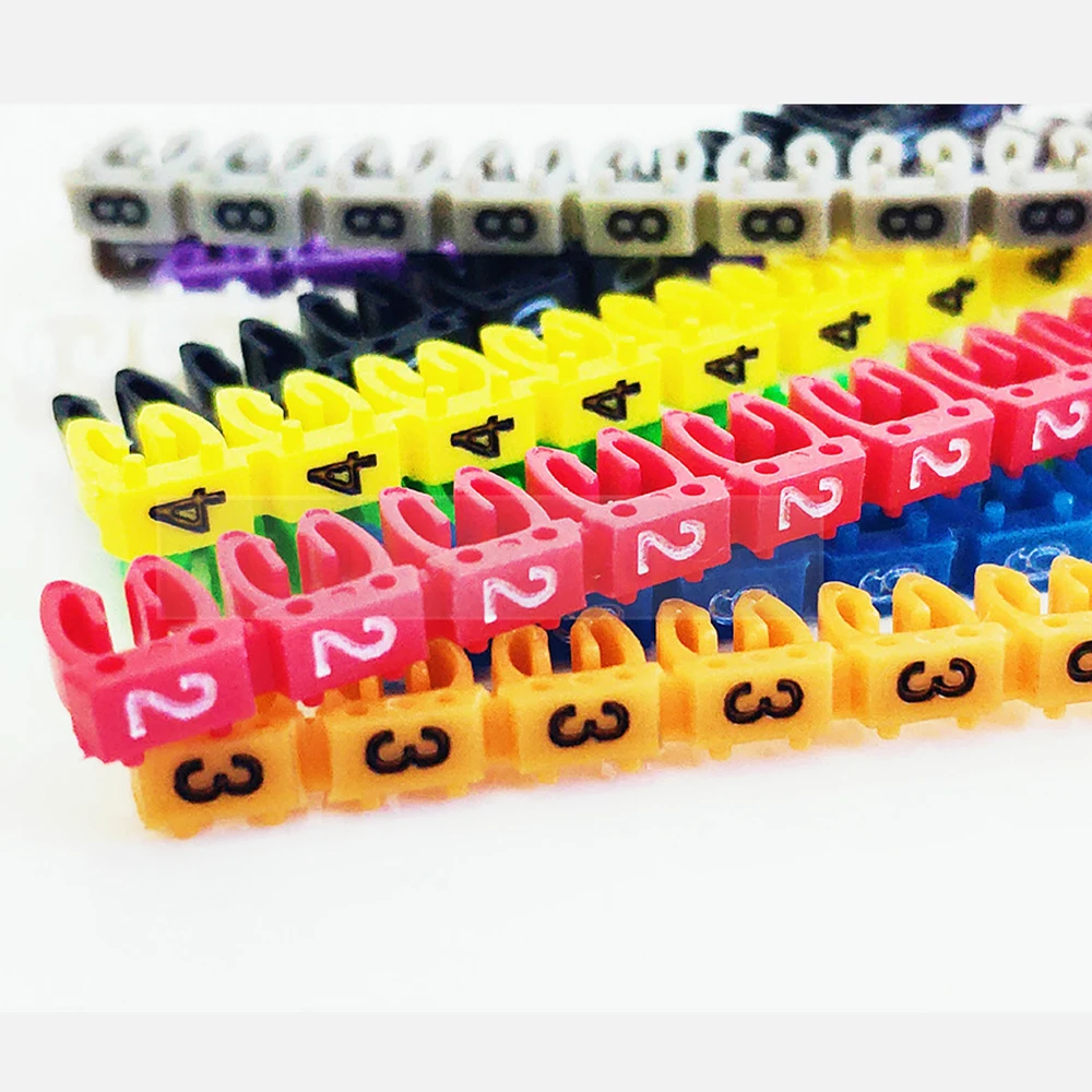 Plastic cable marker label EC-0 Wire Marker Number 0 to 9 Cable Size1.5 sqmm Colored PVC cable markers insulation marker