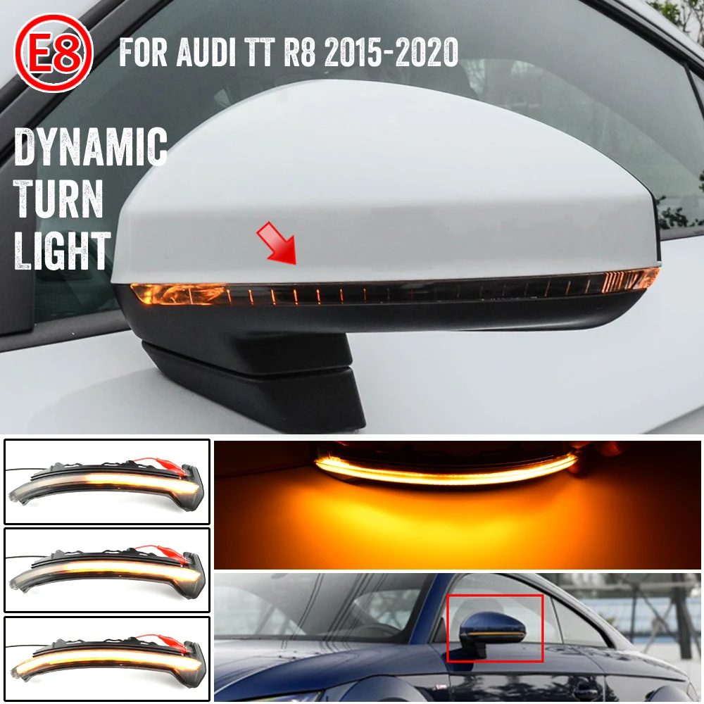 2X Smoke LED Dynamic Mirror Blinker Light Turn Signal Lamp For Audi TT TTS TTRS MK3 8S 2015-2020 For Audi R8 2016-2020