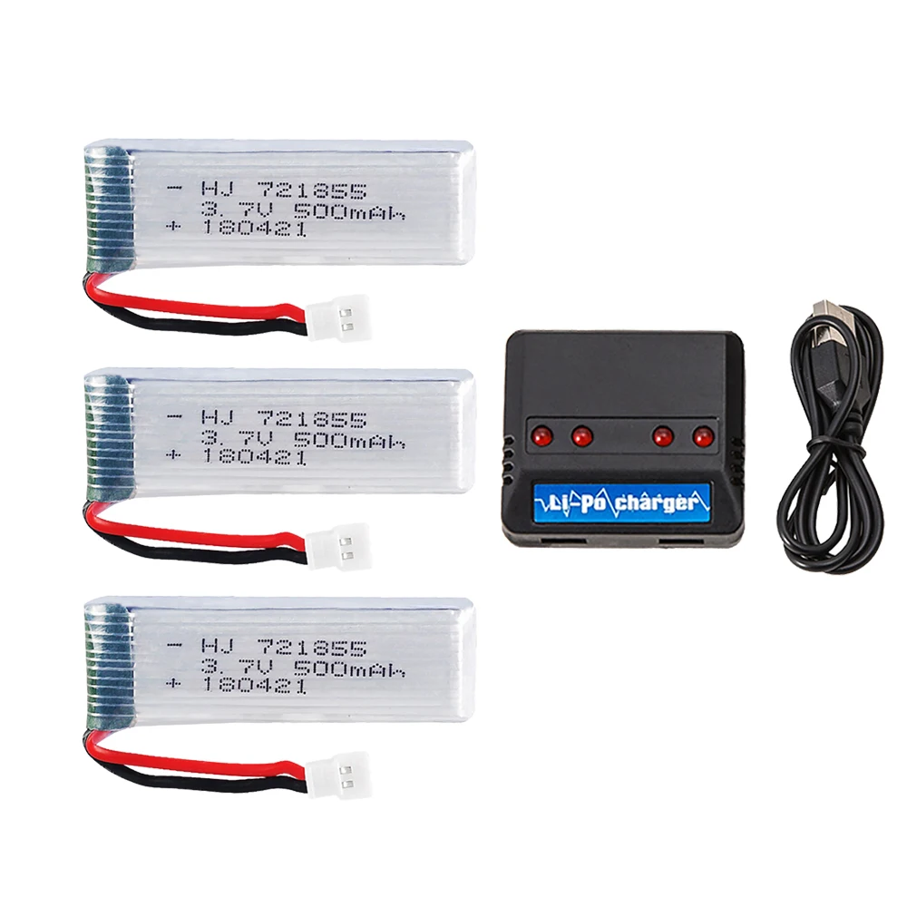 4PCS 3.7V 500mAh Lipo Battery 721855 for Udi U815A U818A U819A L6052 L6036 V212 V222 H07 for H37 V929 V959 V930 V966 V977 X20