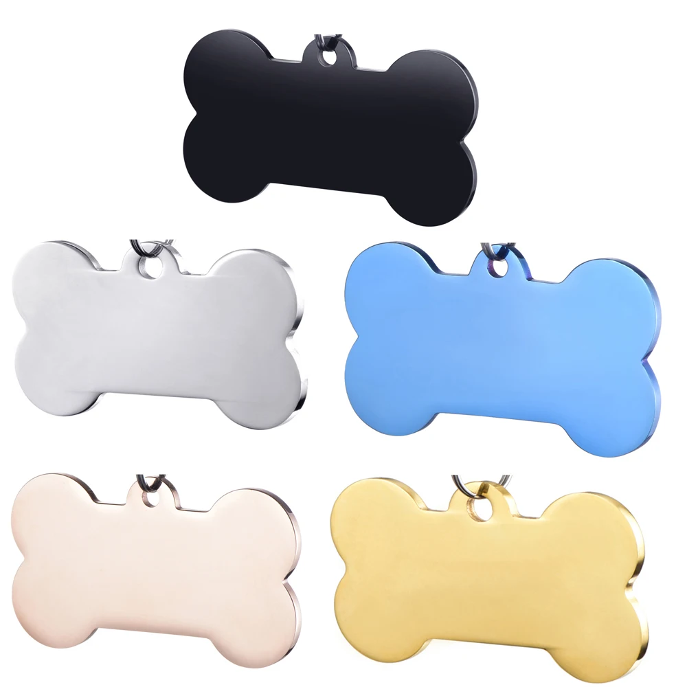 Wholesale 10pcs/lot Personalized Blank Dog ID Tag Customized Dog Name Tag Phone Pet ID Tags Cat Dogid Tag  Stainless Steel