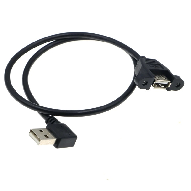 Cable adaptador de extensión de ordenador, Conector de montaje de Panel de cinta macho A hembra, USB 2,0 A, izquierda y derecha, agujero de 90 grados, arriba y abajo