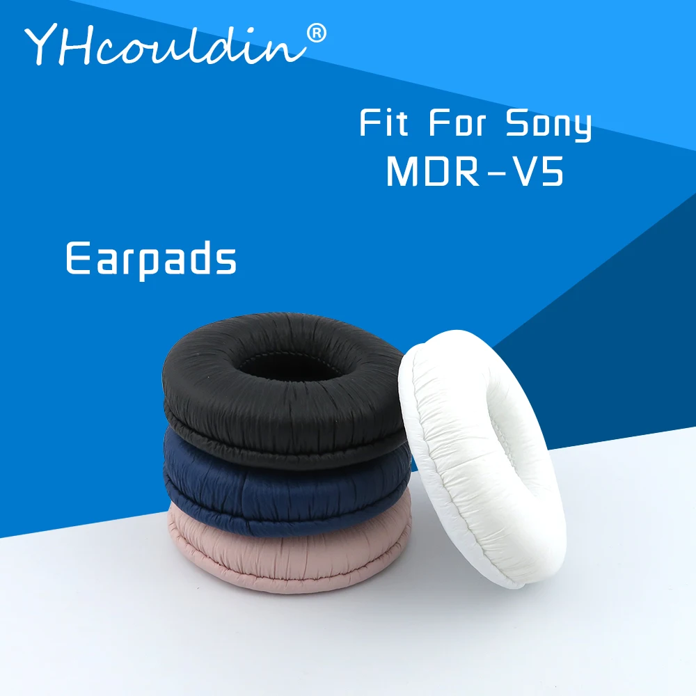 Earpads For Sony MDR V5 MDR-V5 Headphone Accessaries Replacement Ear Cushions Wrinkled Leather Material