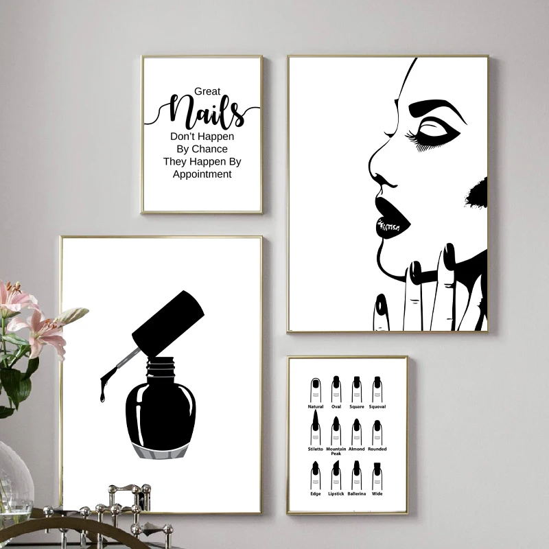 Nail Salon Quotes Makeup Wall Art Posters and Prints Nail Tech Artist Gift Fashion Art Picture Canvas Painting Nail Beauty Decor