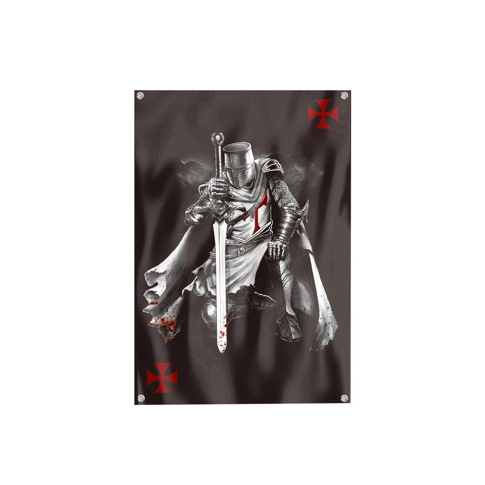 Knight Templar Flag Banner Polyester 144* 96cm Hang on the wall 4 grommets Custom Flag indoor decoration