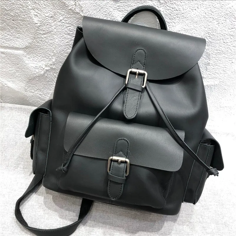 100% Natural Leather Backpack Women Vintage Handwork Genuine Leather School Backpacks High Quality England Style Big Travel Bags