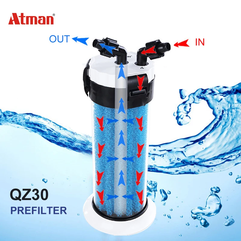 Atman-Aquarium Fish Tank Pre-Filter, Turtle Tank, Externe Filter for Zoet Water and Zeewater, QZ30