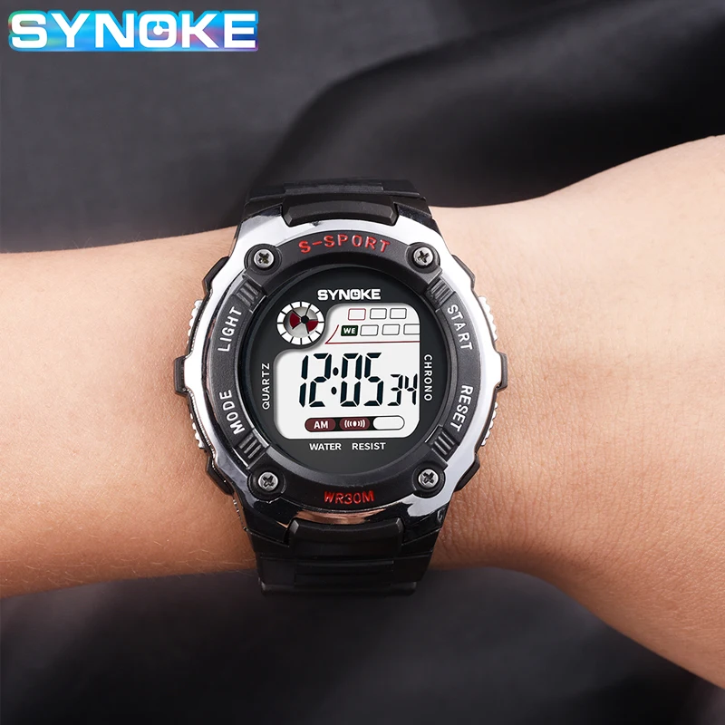 SYNOKE Brand Kids Electronic Watches Boy Digital Watch Girl Chronograph Alarm Clock LED Waterproof Children\'s Sport Wristwatch