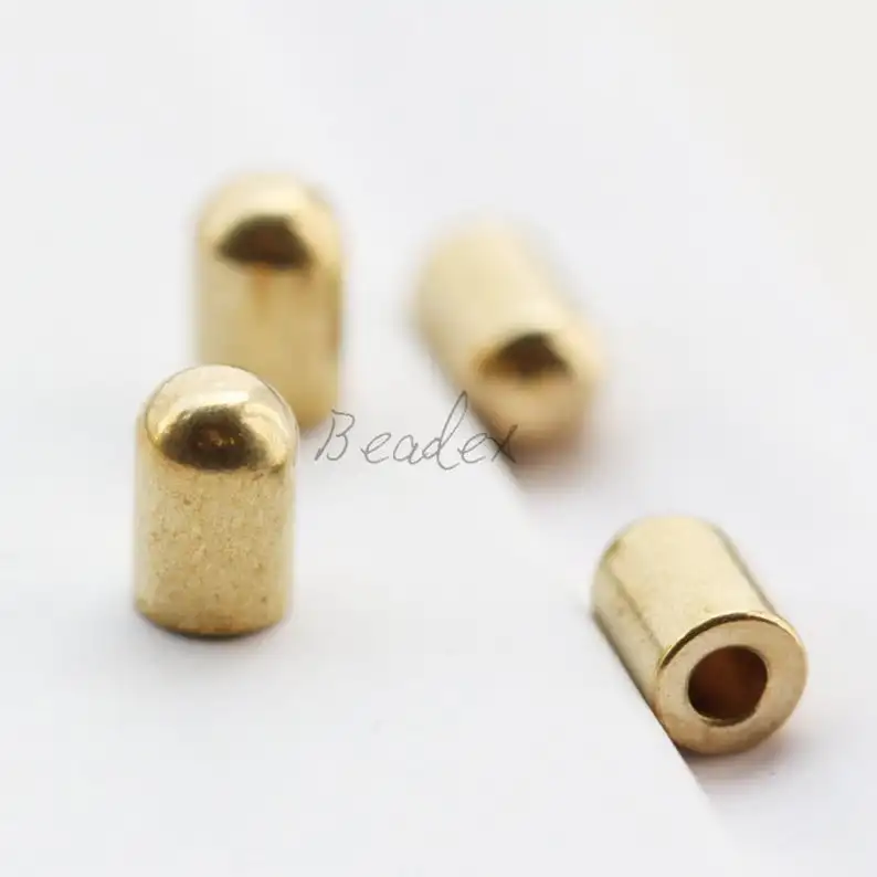 60 Pieces Raw Brass Leather Cord Endings Cap - 3x4.5mm (3009C)