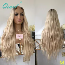 Glueless 10A Women Human Hair Wig Ombre Light Platinum Blonde U Part Wigs 2x4 Natural Wave Cheap Virgin Hair 200% Thick Qearl