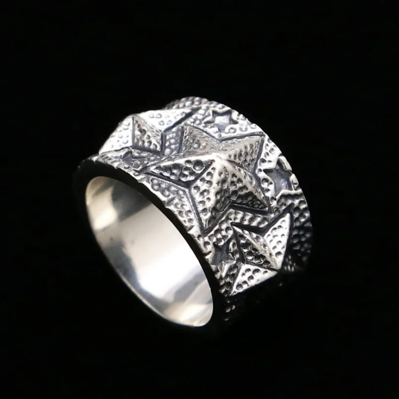 

Pure Silver Star Ring S925 Sterling Silver Ring Pentagram Ring Men Thai Silver Ring Male Ring Jewelry