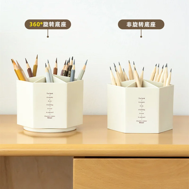 

1Pc Turnable Pen Holder School Office Stationery Organizer Home Dresser Lipstick Makeup Brush Eyebrow Pencil Desktop Storage Box