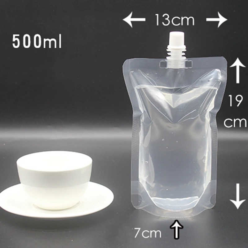 100ml 200ml 250ml 300ml 500ml Empty Stand up Plastic Drink Bag Spout Pouch for Beverage Liquid Juice Milk Coffee Storage bag