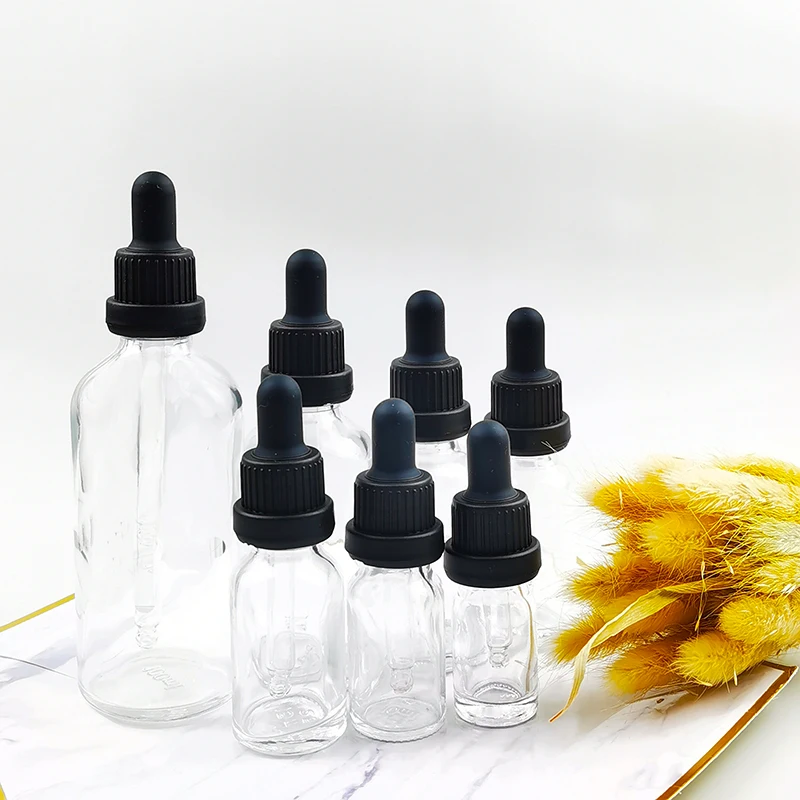 Transprent Glass Essential oil Aromatherapy Dropper Bottles Silver Aluminum Cap Reagent Drop Eye Liquid Pipette Bottle