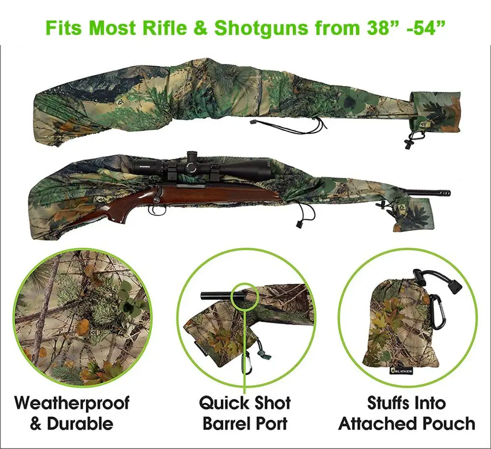 Gun Slicker Scoped Rifle Case, Water Resistance Camo Shotgun Case, Rifle Sleeve Cover Fast Gun Case for Shooting Hunting